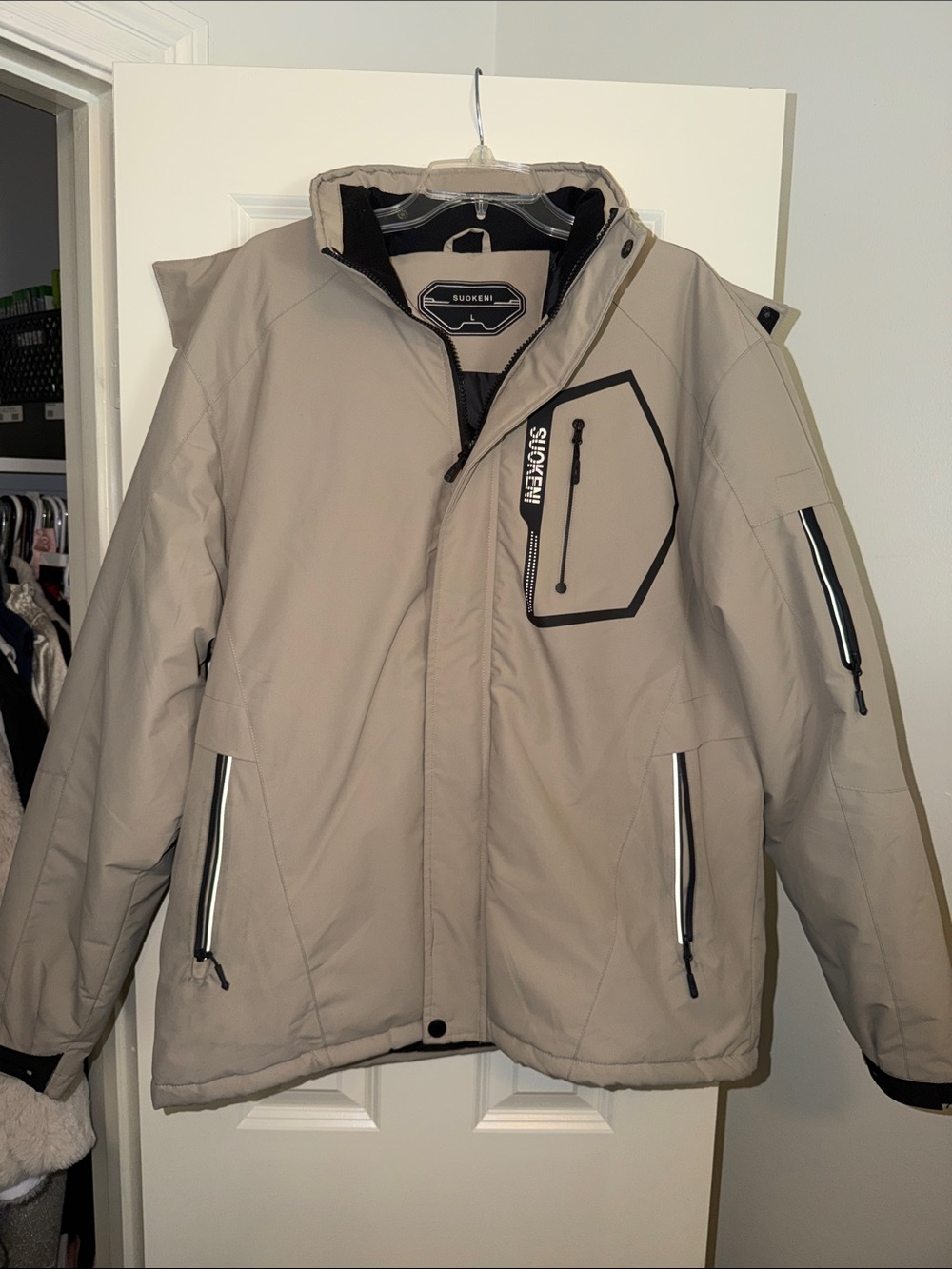 Men's Beige Insulated Winter Jacket